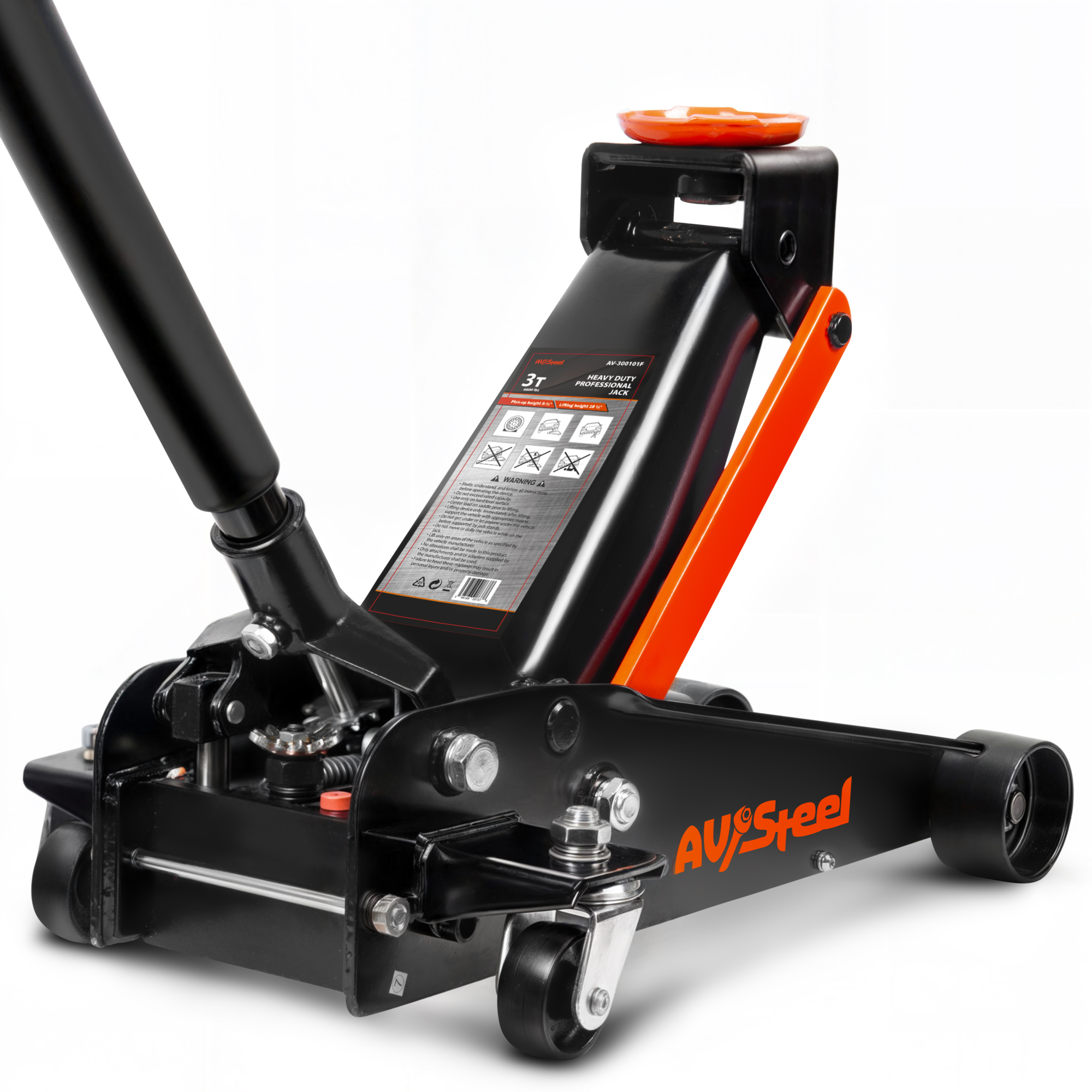 AV Steel 3-Ton Heavy-Duty Floor Jack — Quick Lift, 5.5in - 18.5in. Range, 6,600 Lb. Capacity, Model# AV-300101F